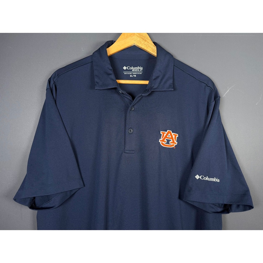 Columbia Golf Auburn Tigers Polo Shirt Mens XL Navy Performance Short Sleeve
